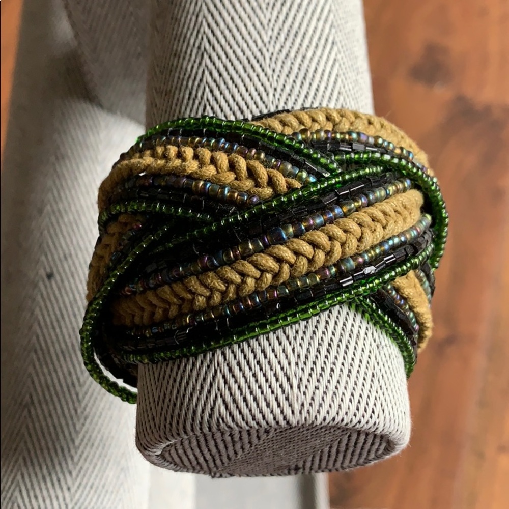 Beaded braided cuff bracelet